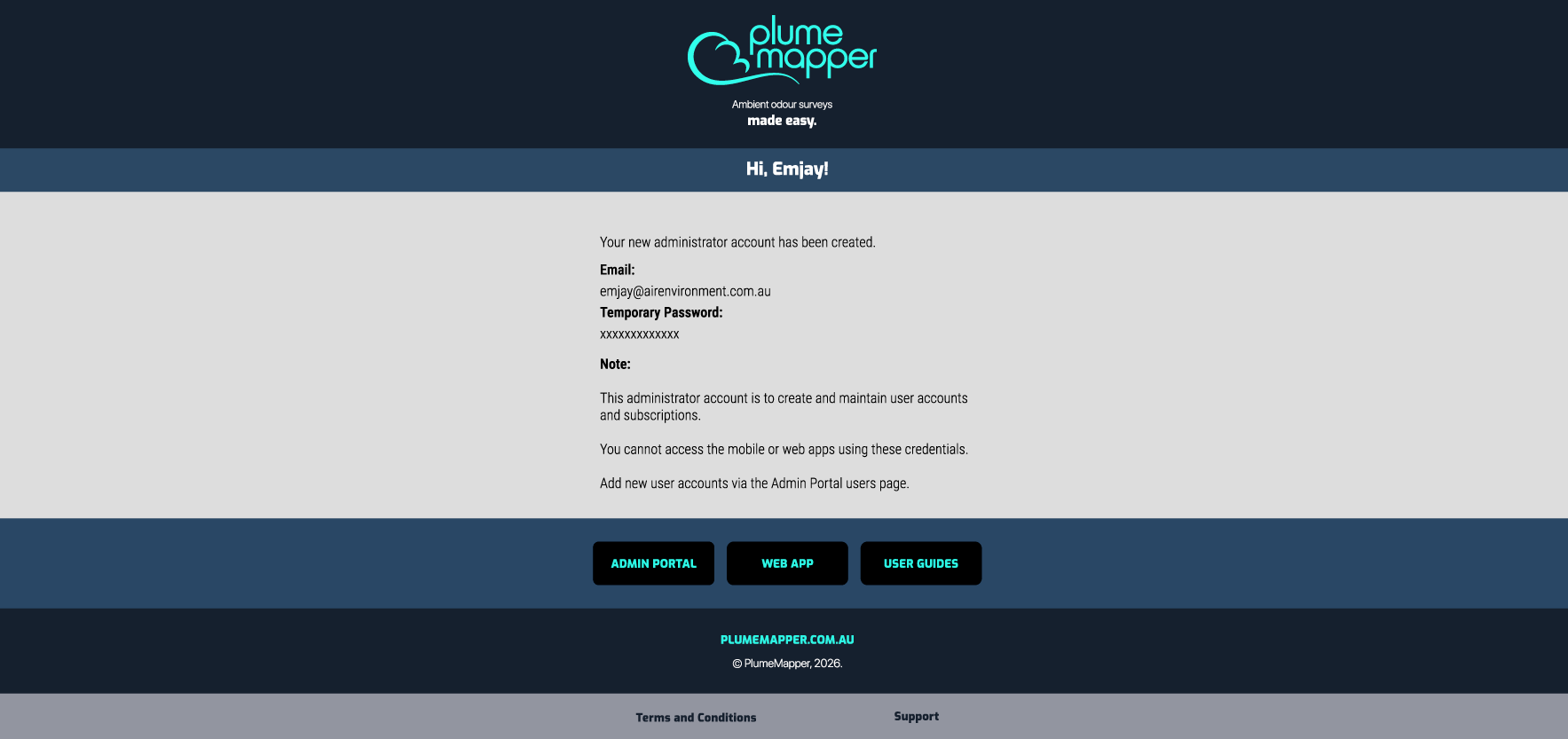 admin invitation email