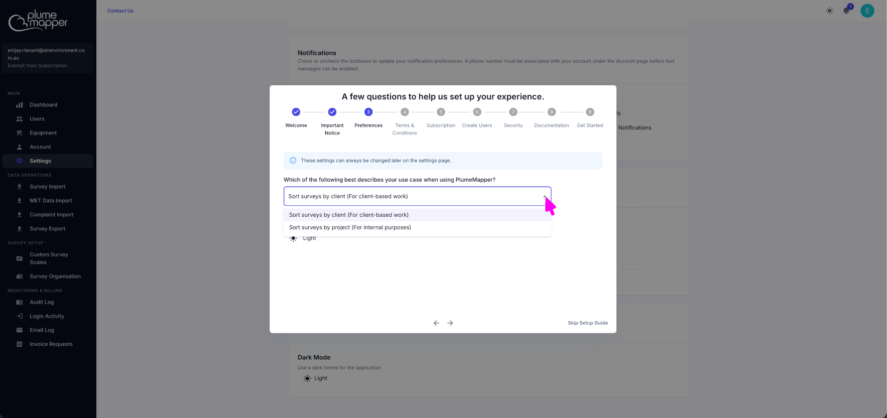 welcome guide: sort by client or project