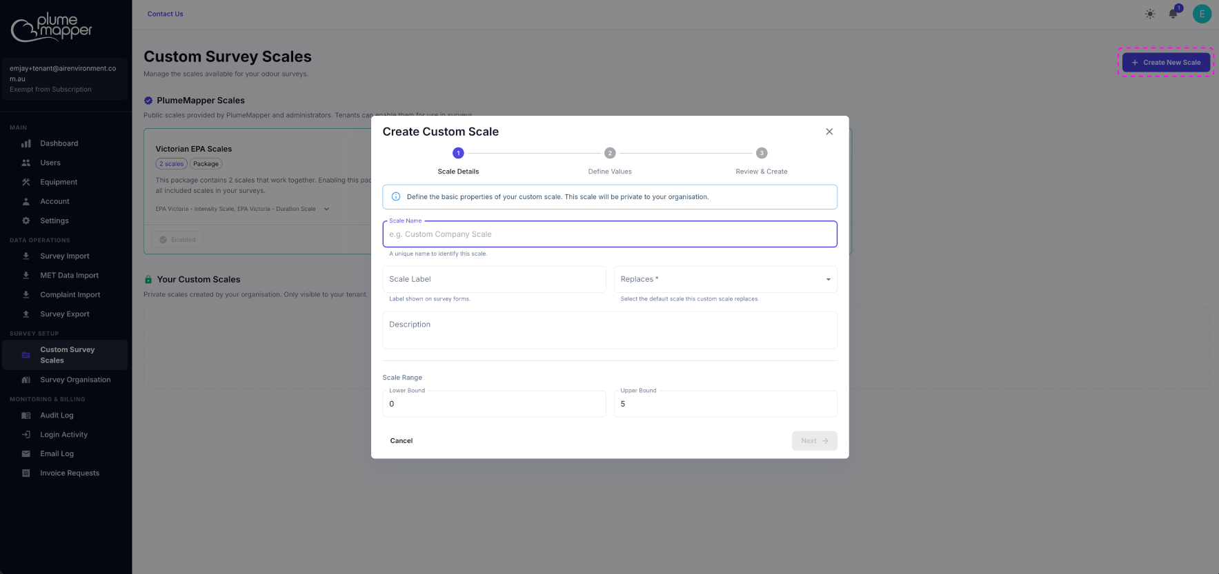 create new custom scale