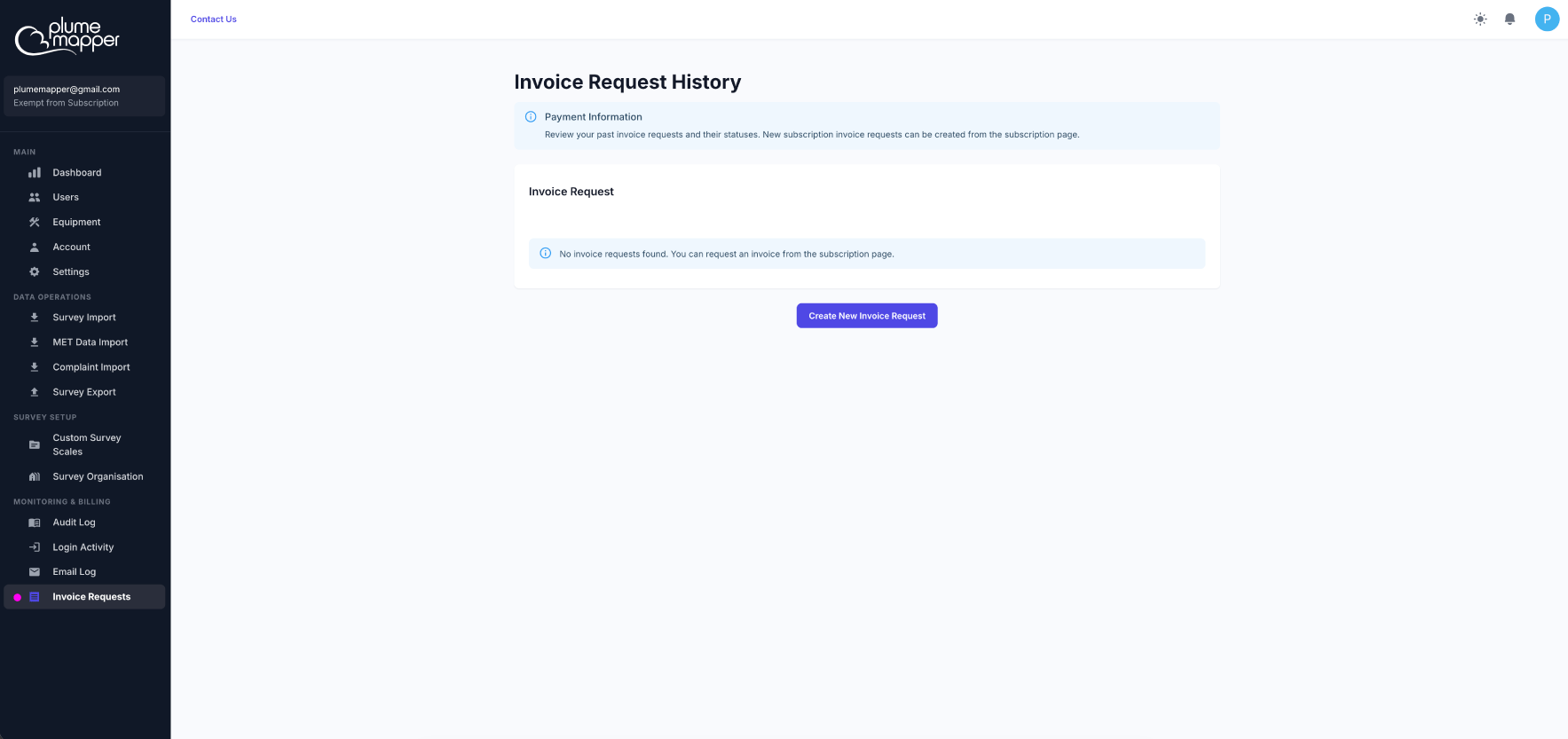 invoice request page