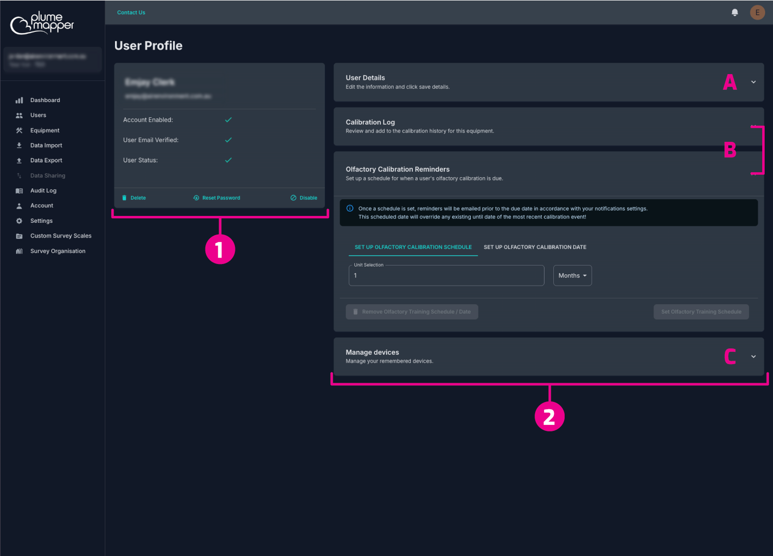 users screen, user profile