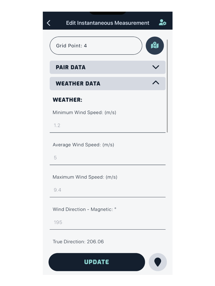 edit instantaneous - weather data
