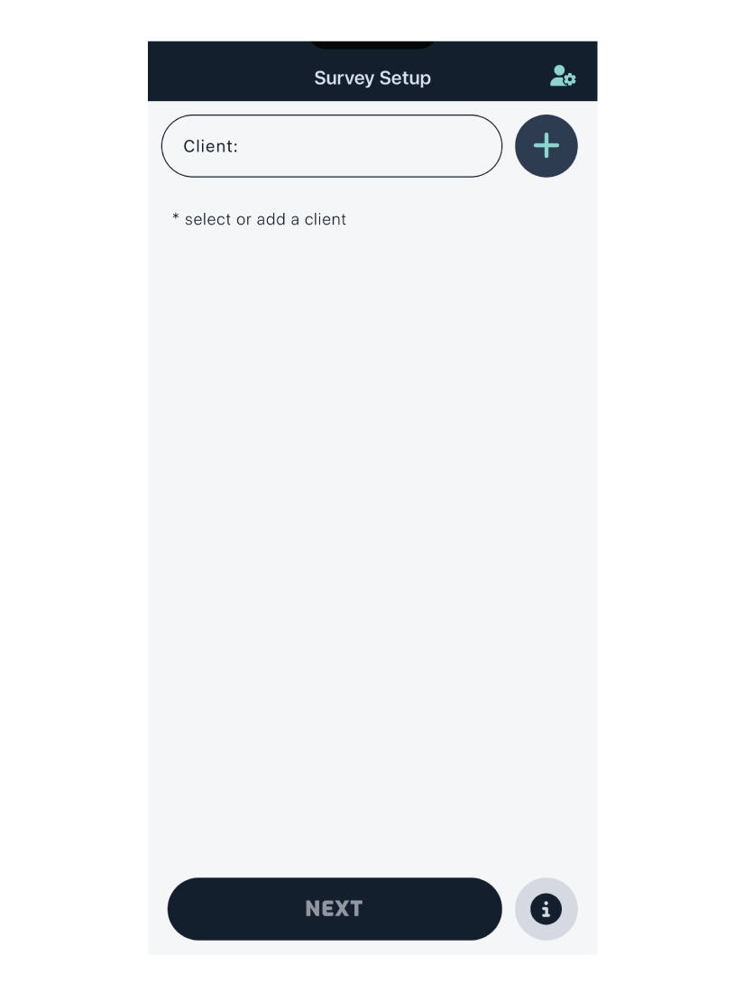 survey setup screen