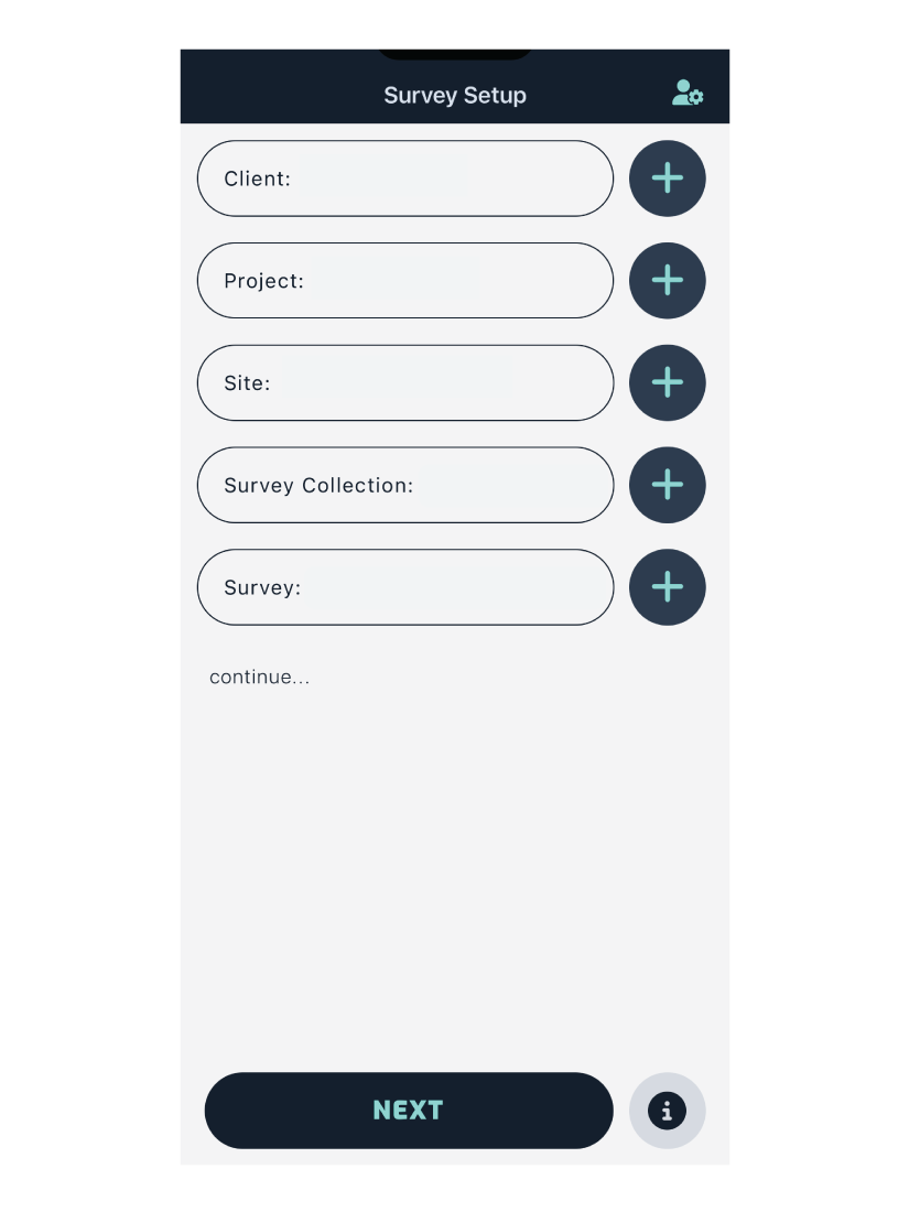 survey setup selections