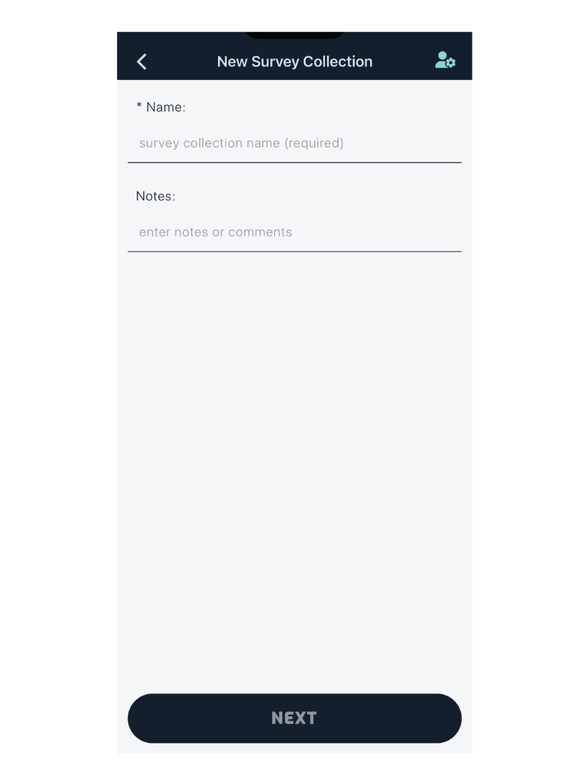 new survey collection screen