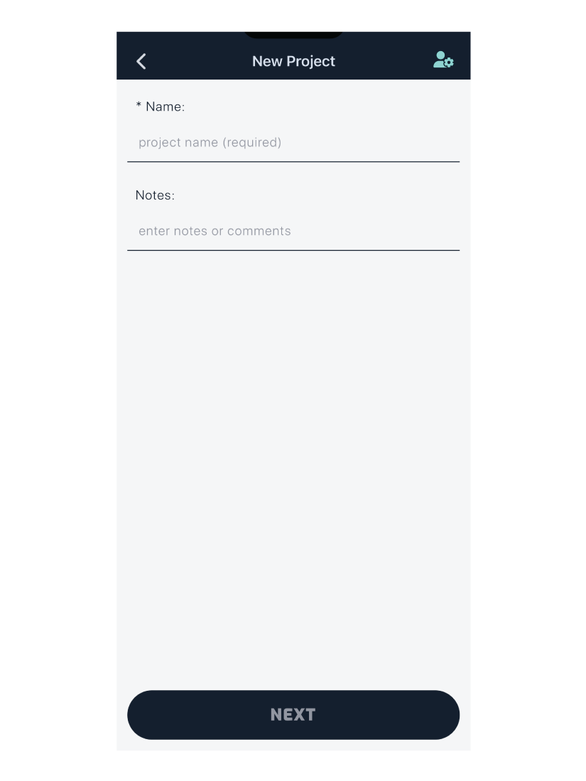 new project screen