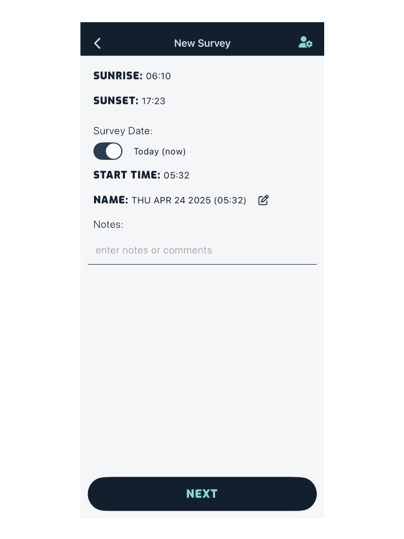 new survey screen
