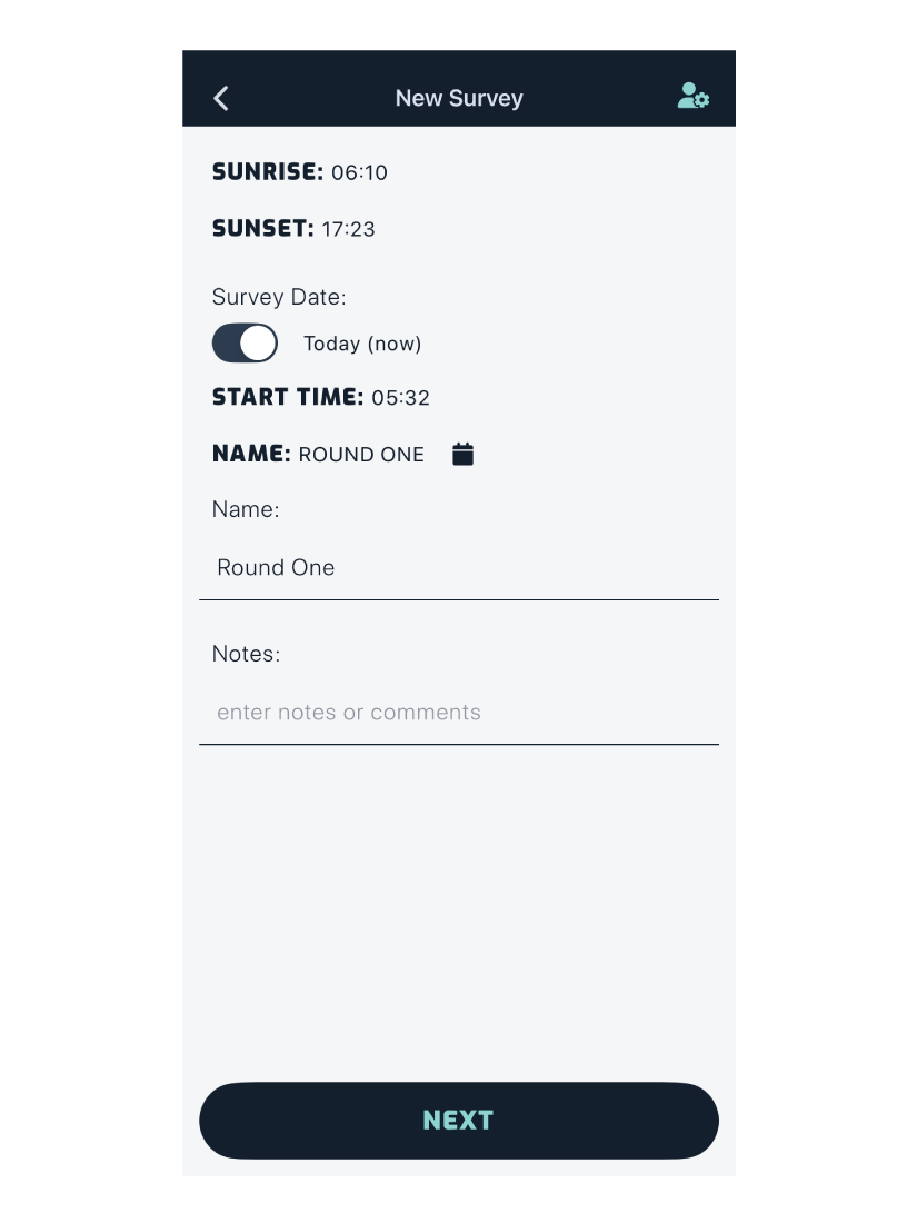 new survey screen