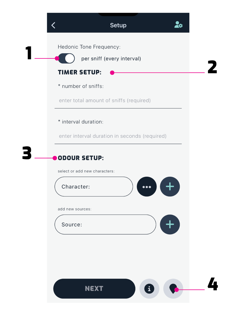 timer setup screen