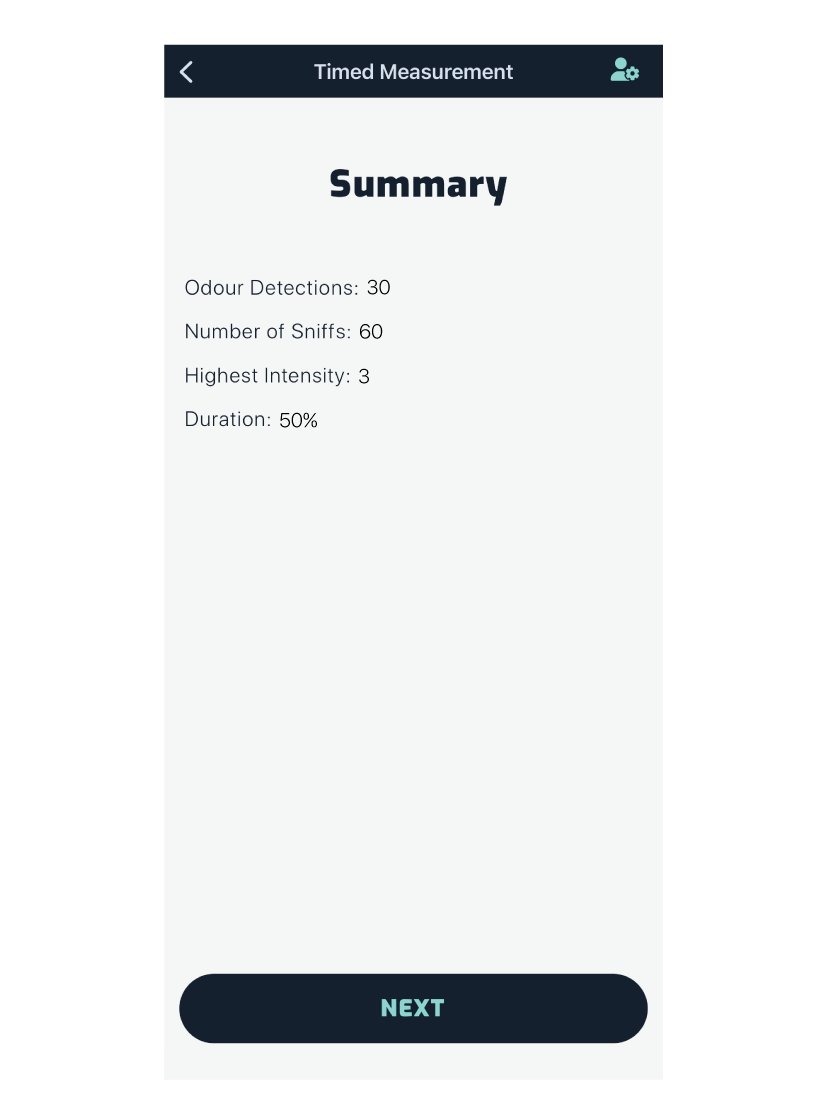 timed measurements summary screen
