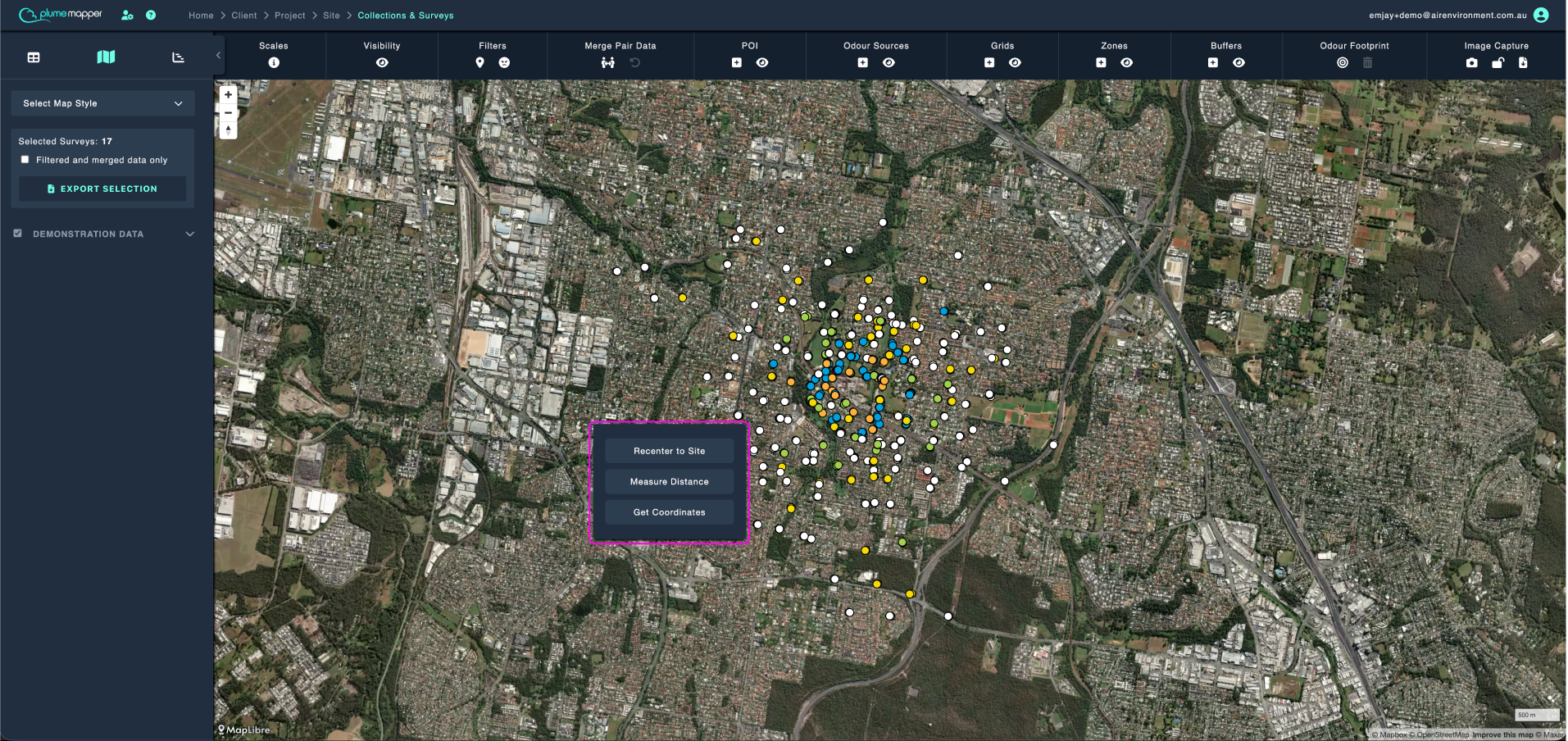 map view: map context menu