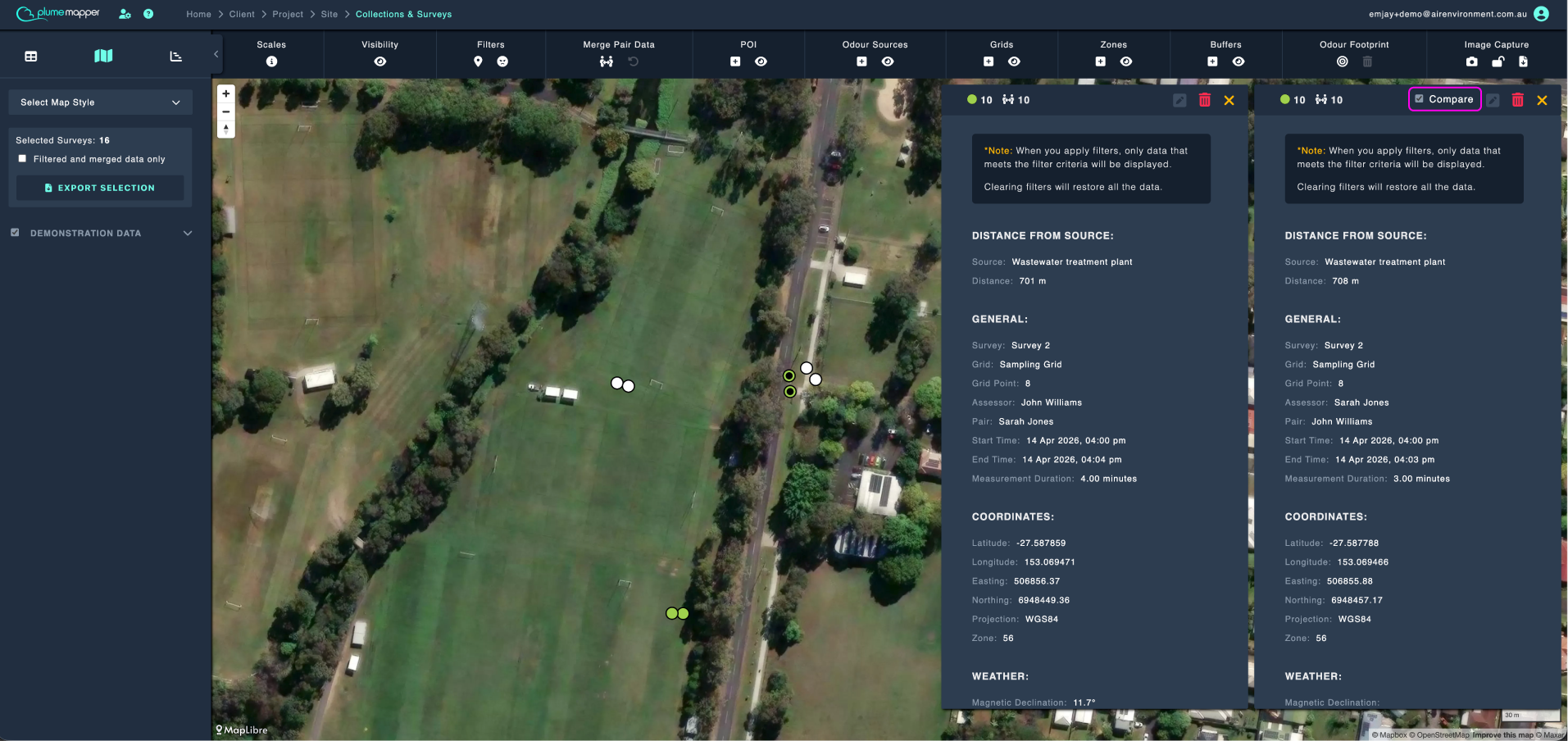 selecting features: comparing measurements
