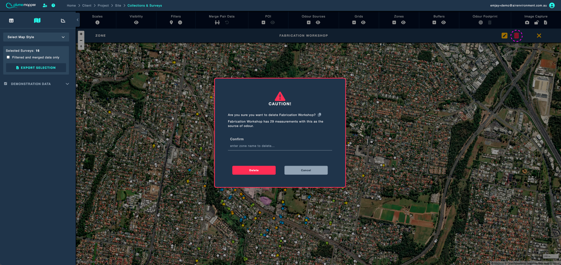 selecting features: deleting features