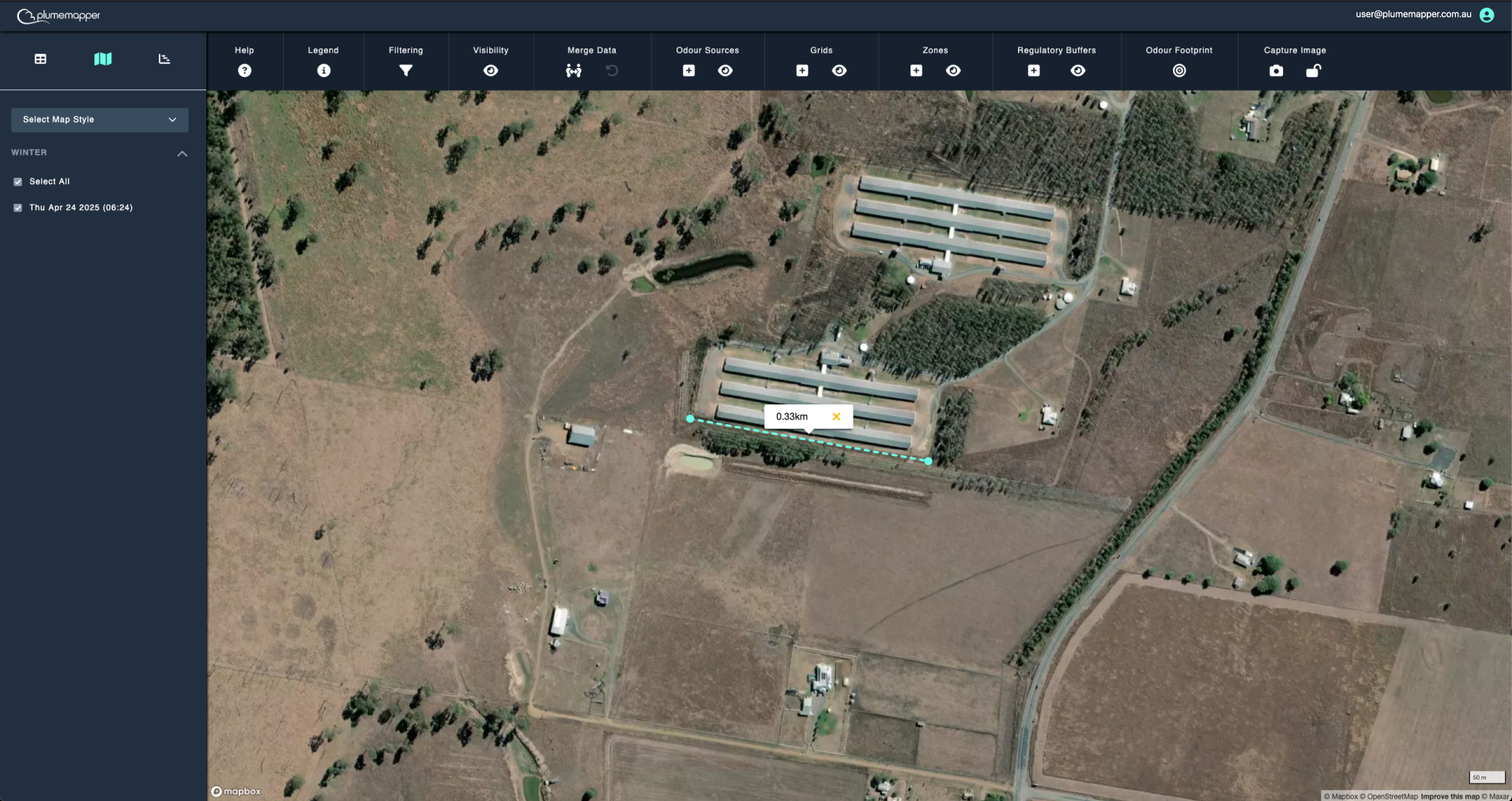 map context menu: measure distance feature