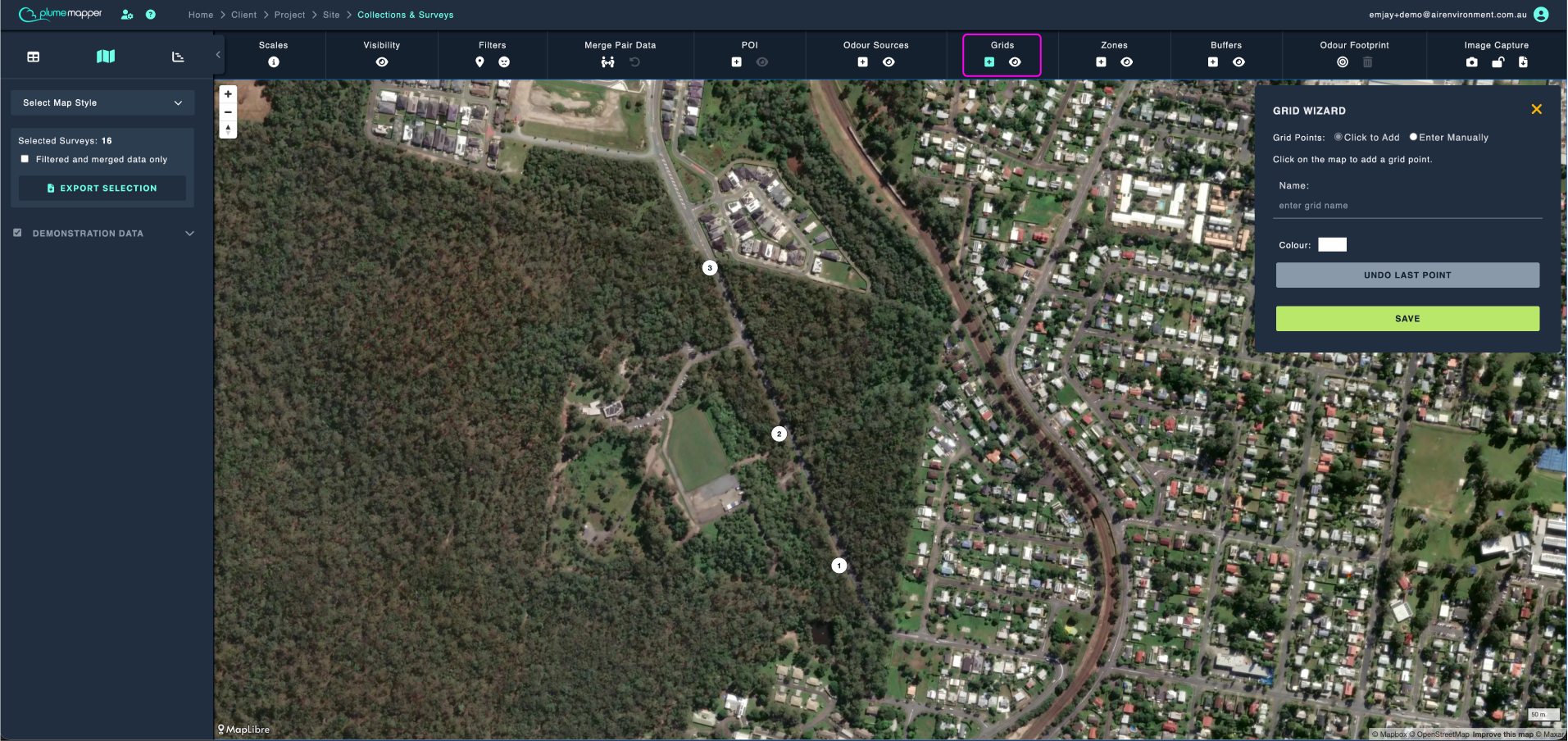 grids: adding grids, by clicking on map