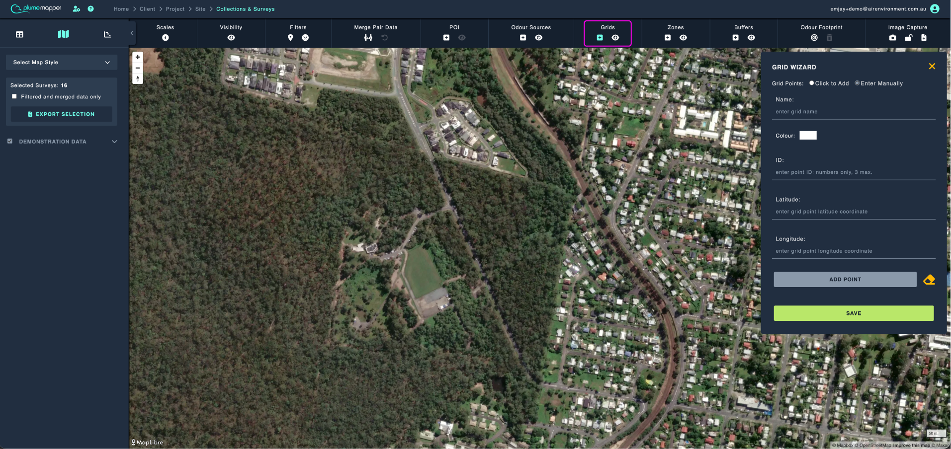 grids: adding grids, by manually entering coordinates