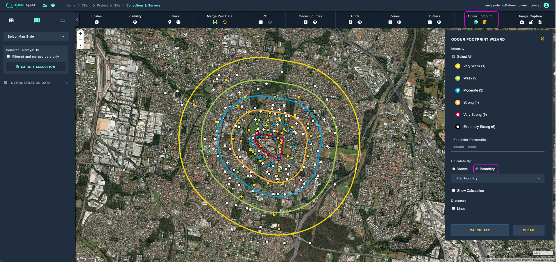 odour footprint: by boundary