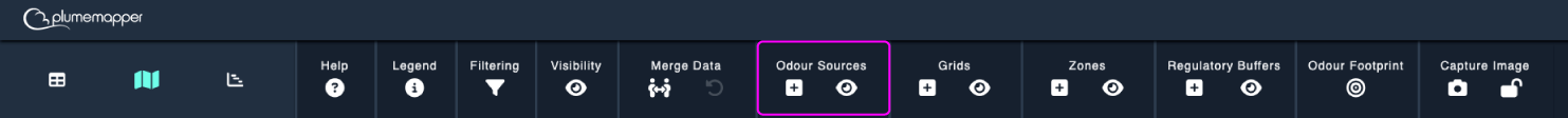 odour sources: toolbar