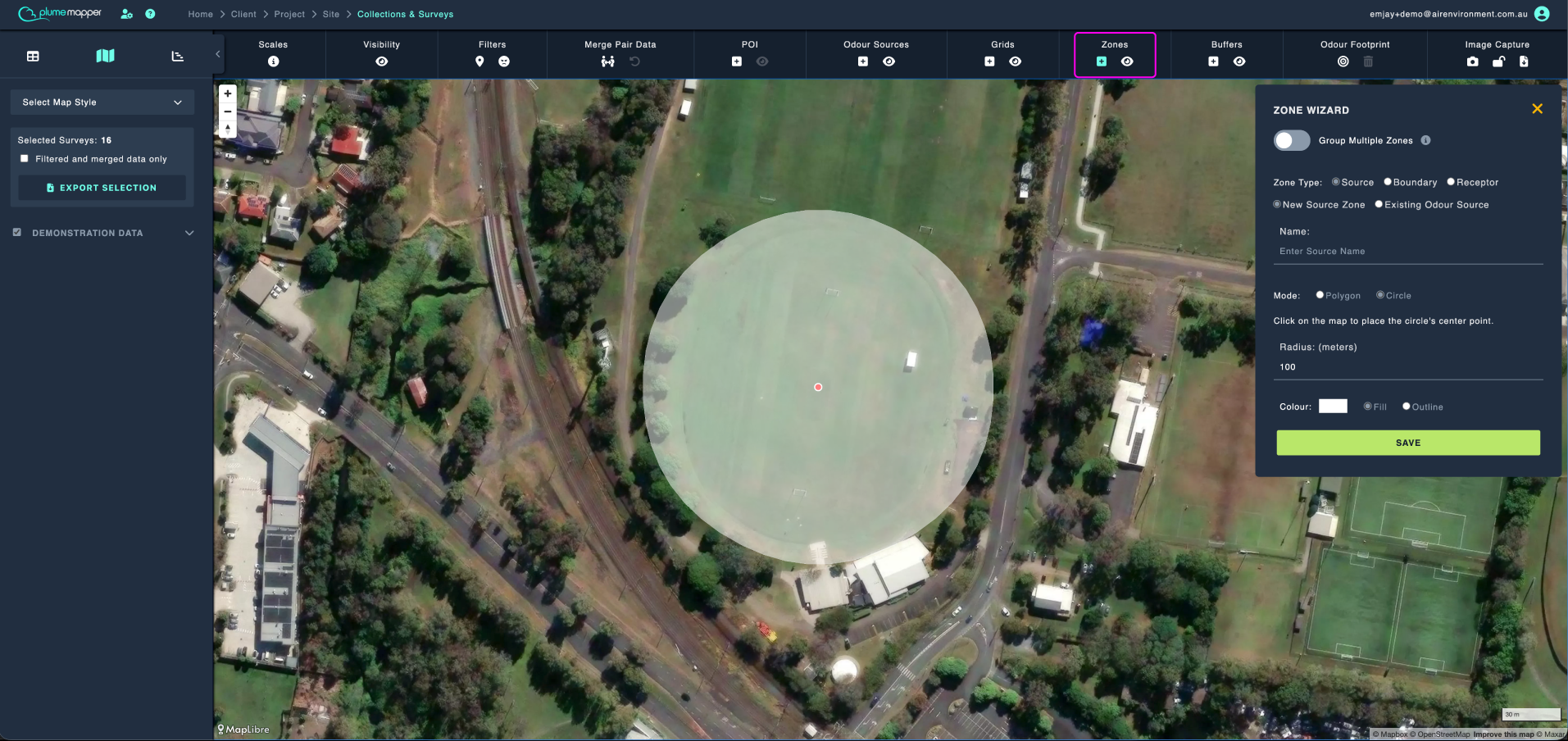 zones: adding zones - circular polygon