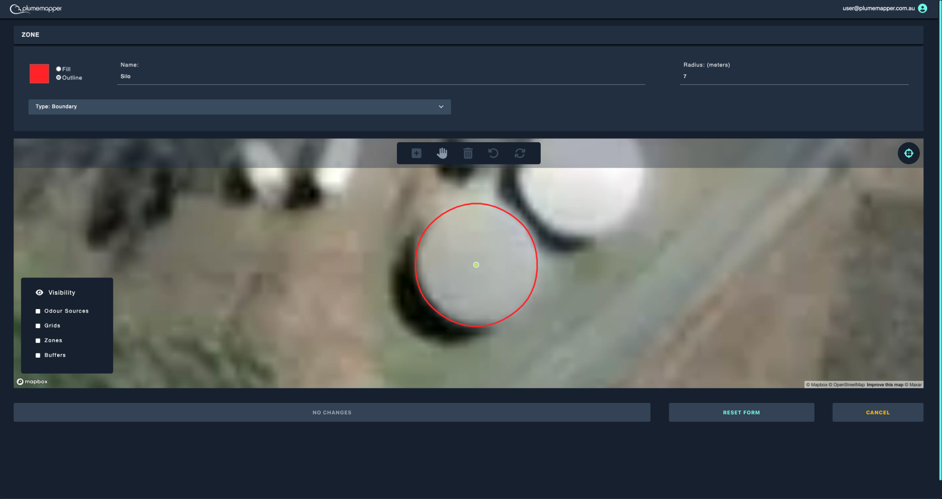 zones: editing circular zones, selecting center
